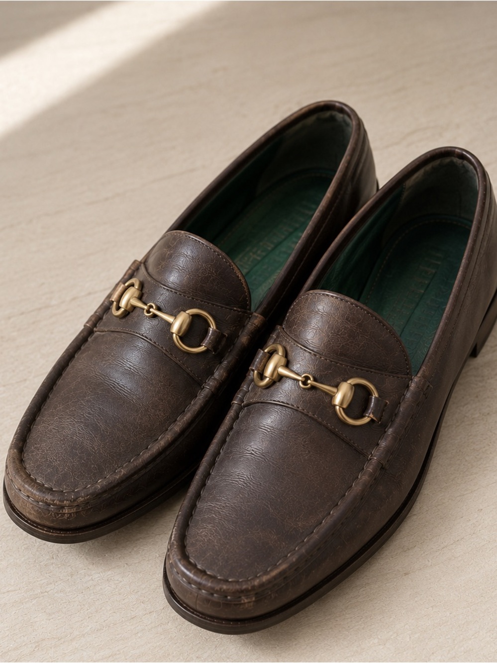 Vintage Gucci Horsebit Loafers Brown Leather Men’s EU 42.5 Moc Toe Italy
